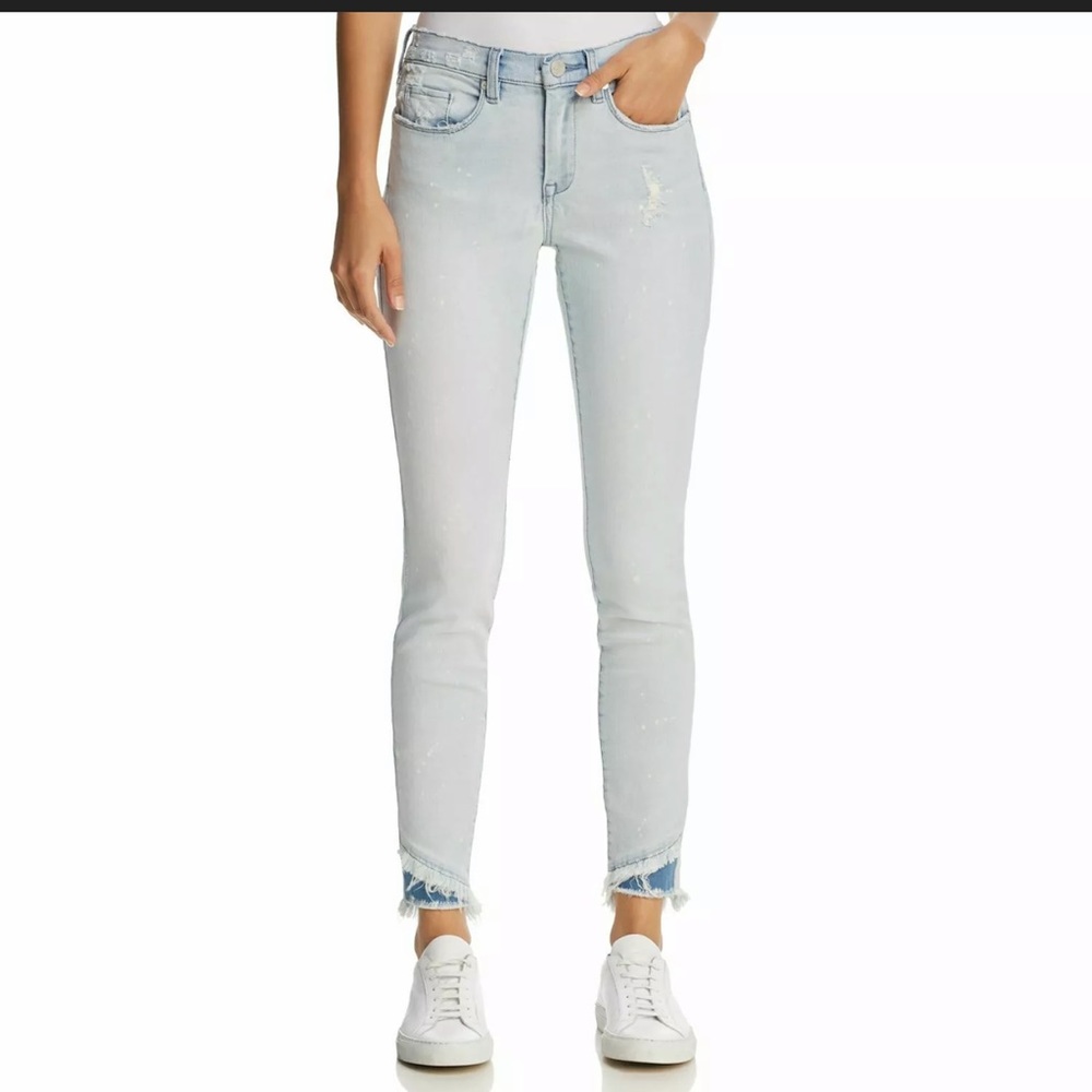 Blank NYC splatter frayed skinny jeans